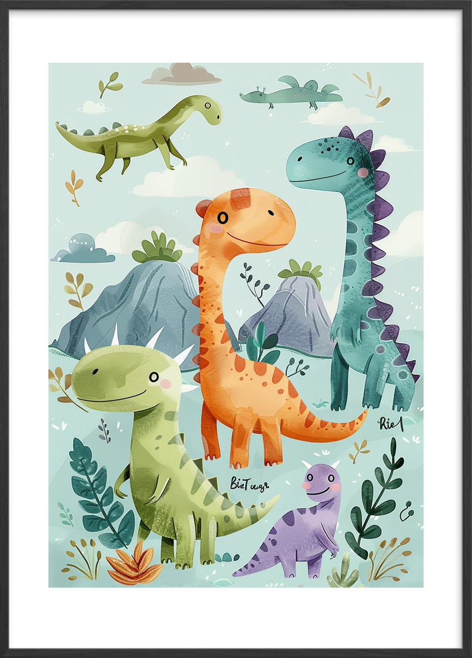 Dovne dinosaurernes bløde sus - Black Frame, With White Border