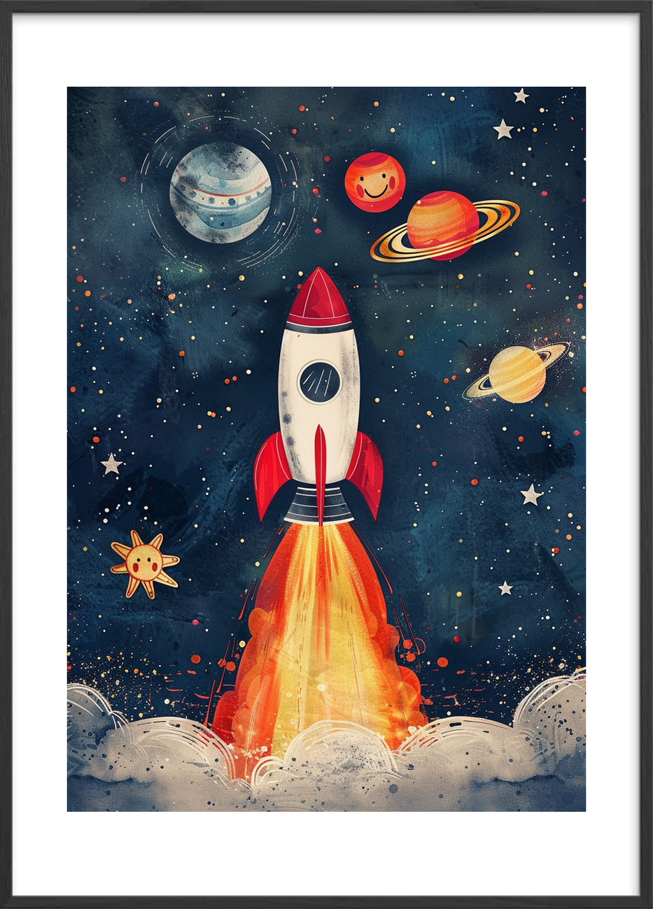 Ekko af kosmisk sus - Black Frame, With White Border