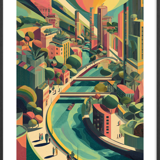 Byens hvisken af vand - Black Frame, With White Border