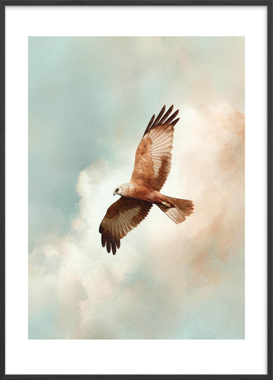 Vindens stille hvisken - Black Frame, With White Border