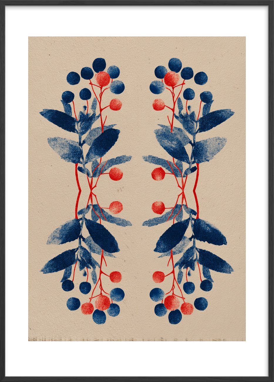 Smagen af blå bær - Black Frame, With White Border