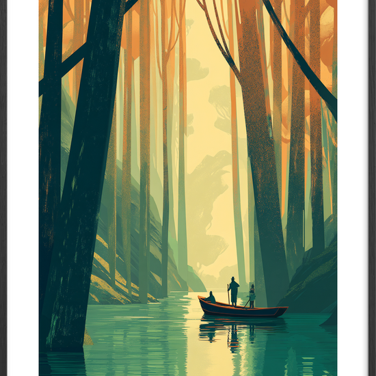 Skovens stille hvisken - Black Frame, With White Border