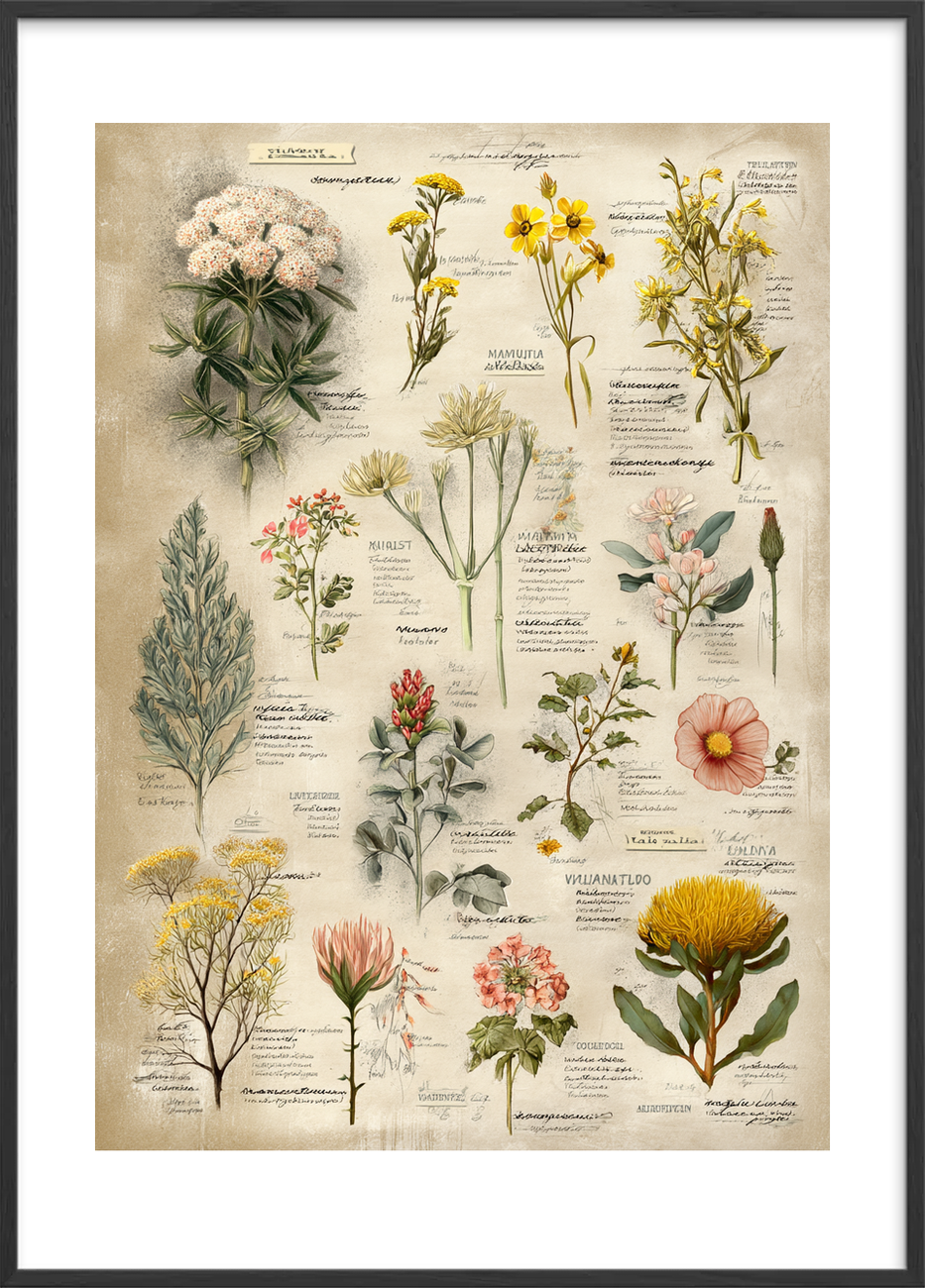 Blomsternes stille symfoni - Black Frame, With White Border