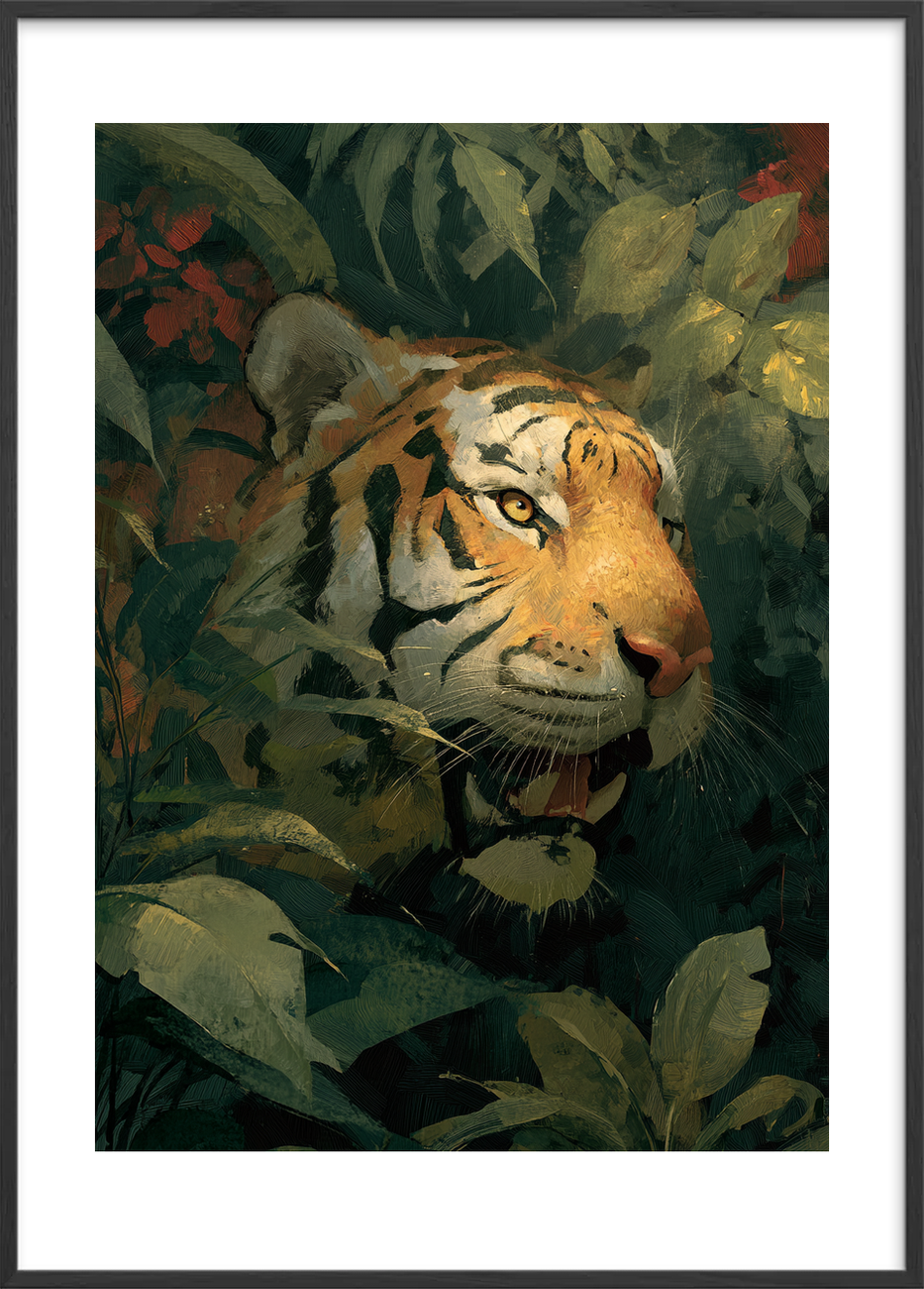 Tigerens stille hvisken - Black Frame, With White Border