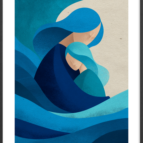 Bølgens bløde omfavnelse - Black Frame, With White Border