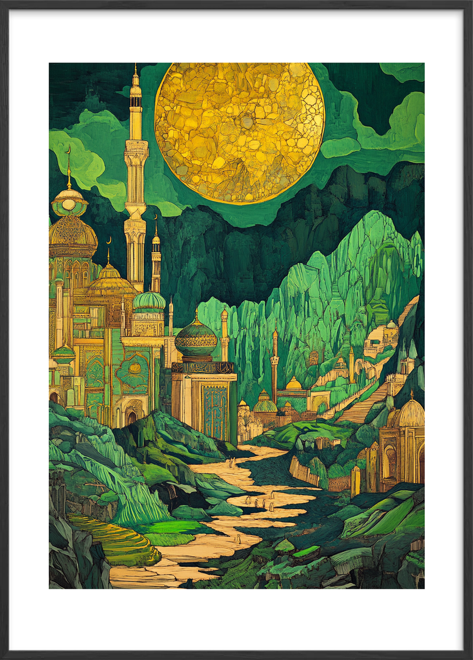 Den sprækkede sol over smaragdbyen - Black Frame, With White Border
