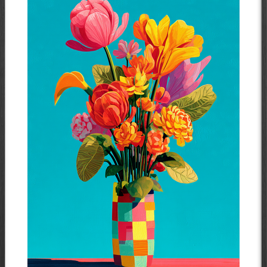 Sommerens syngende farver - Black Frame, With White Border