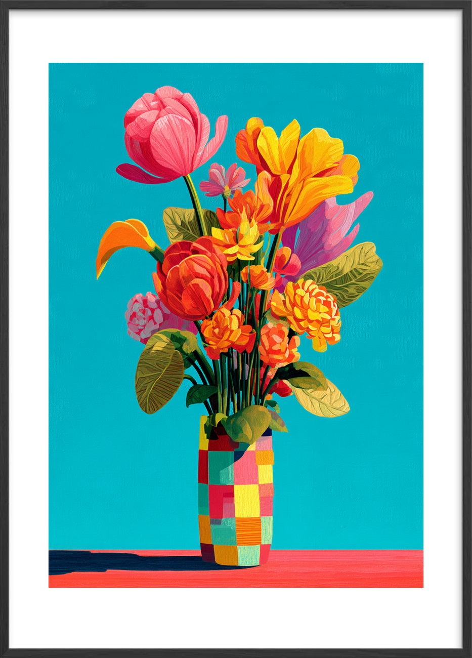 Sommerens syngende farver - Black Frame, With White Border