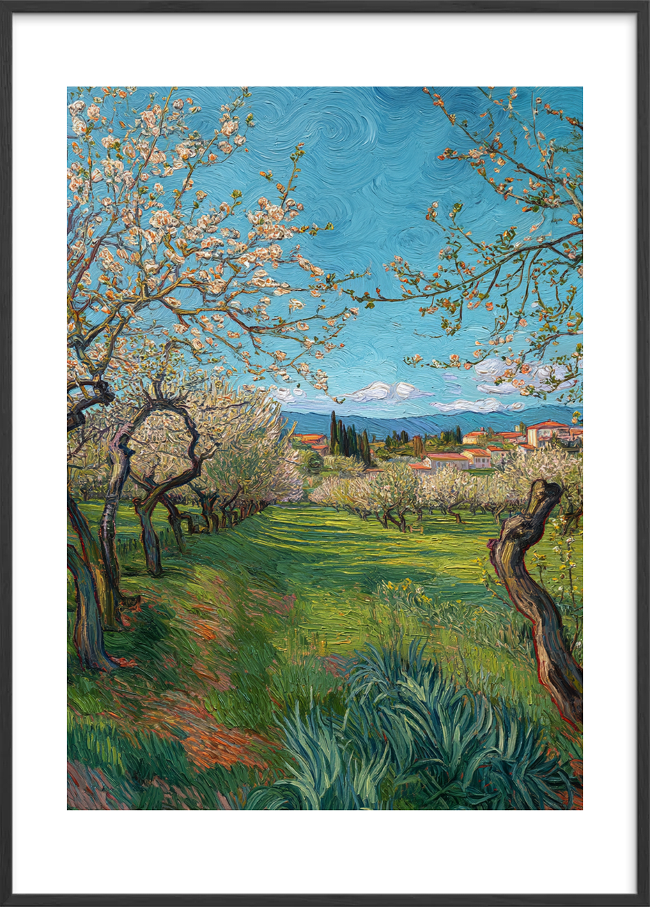 Vinden der hvisker i blomster - Black Frame, With White Border