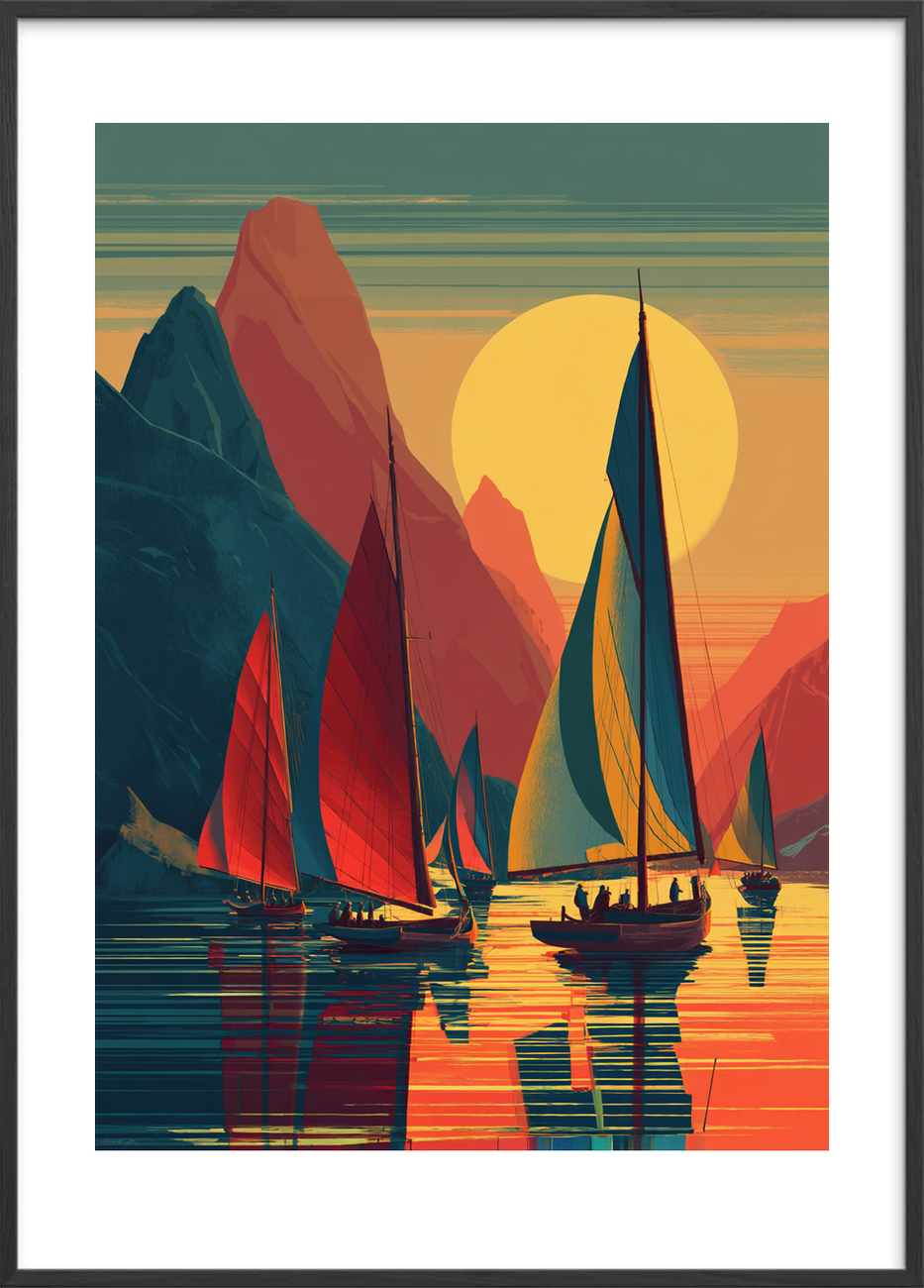 Solens varme smag - Black Frame, With White Border