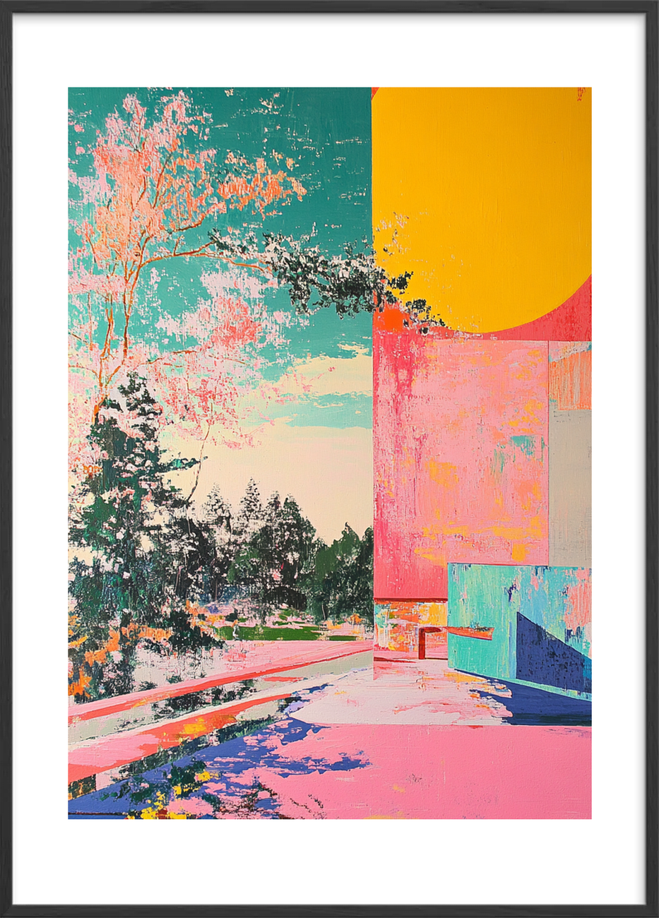 sydvendt portal i sukkerfarver - Black Frame, With White Border