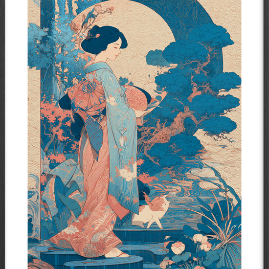 Silkens hvisken i måneskær - Black Frame, With White Border