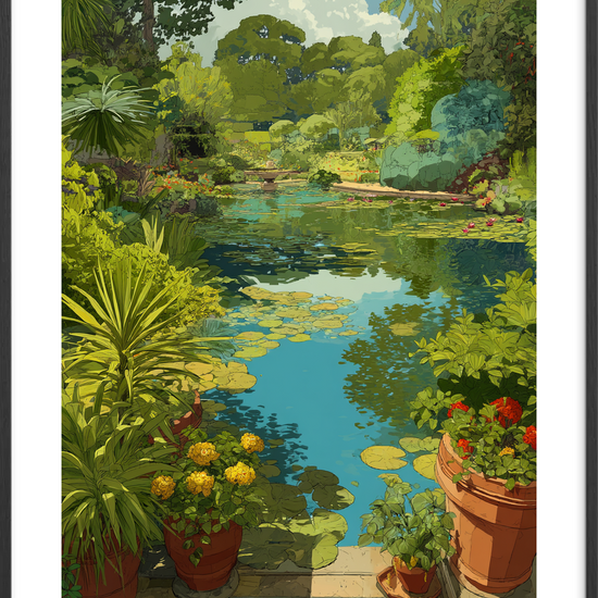 Vandets hvisken ved dammen - Black Frame, With White Border