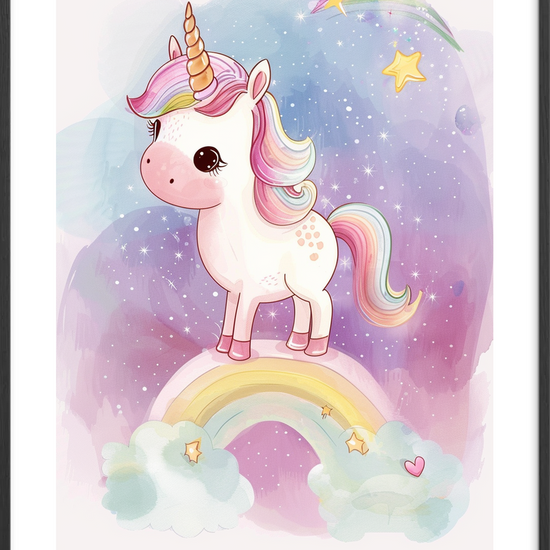 Regnbuens sus i natten - Black Frame, With White Border