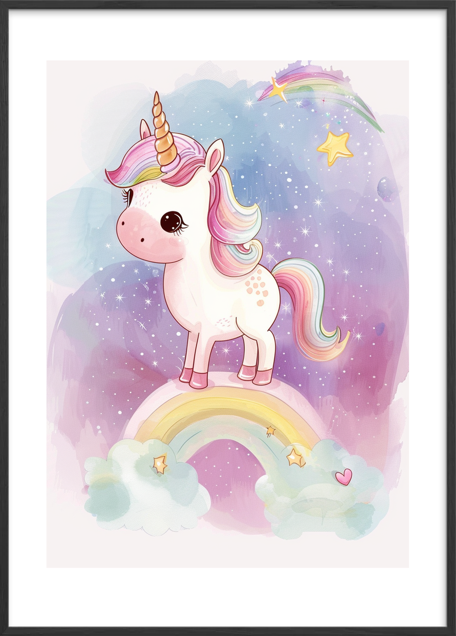 Regnbuens sus i natten - Black Frame, With White Border