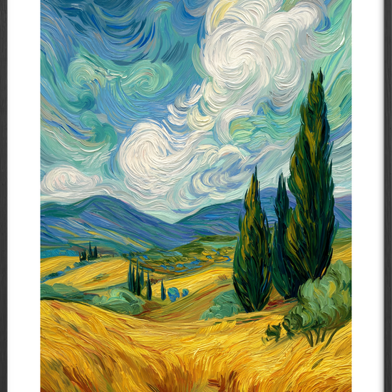 Vindens sang i gyldent hav - Black Frame, With White Border