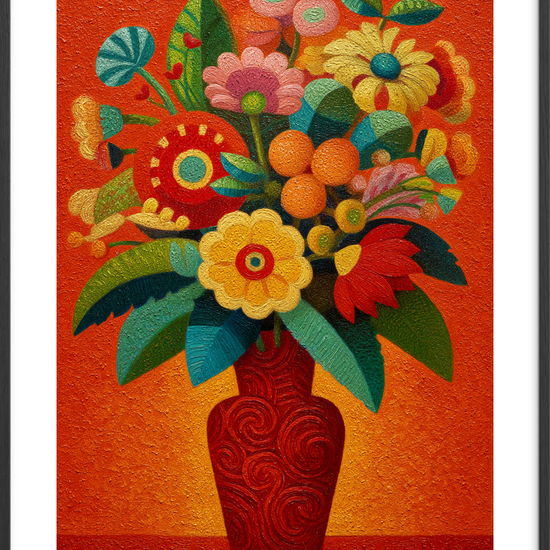 Klang af varme farver - Black Frame, With White Border