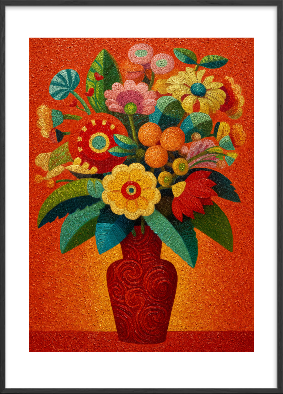 Klang af varme farver - Black Frame, With White Border