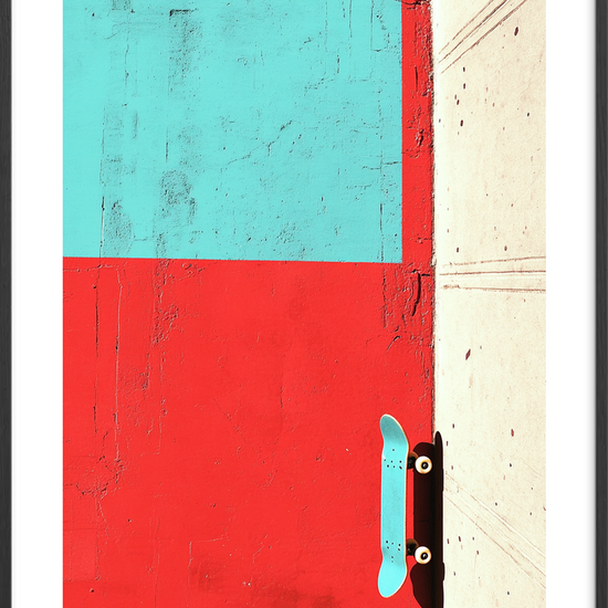 Grænsevagt i turkis - Black Frame, With White Border