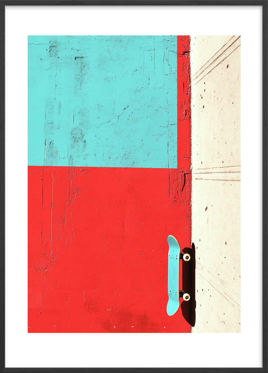 Grænsevagt i turkis - Black Frame, With White Border