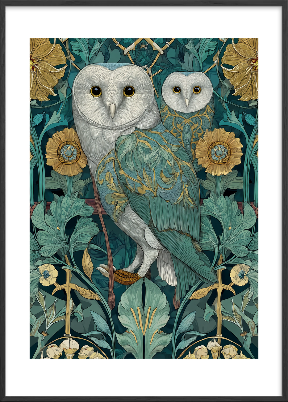 Uglernes gyldne hvisken - Black Frame, With White Border