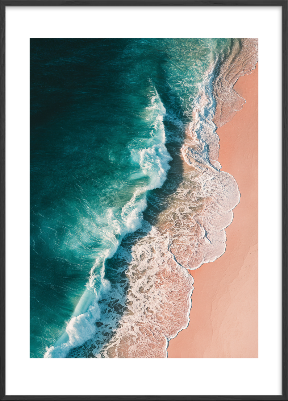 Havets hvisken mod sand - Black Frame, With White Border