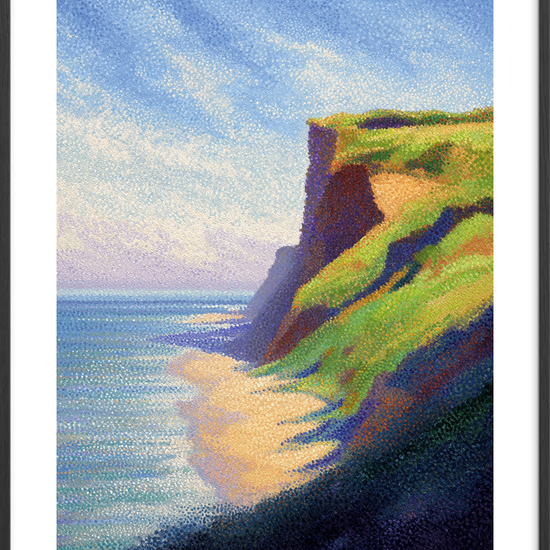 Havets hvisken mod klippekant - Black Frame, With White Border