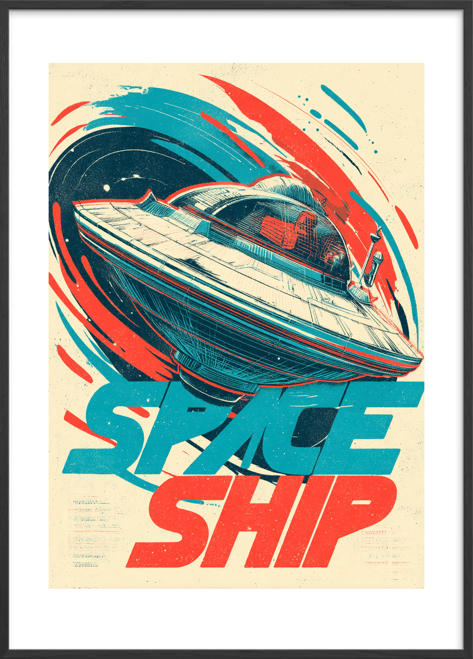 Rumskibets stille hvisken - Black Frame, With White Border