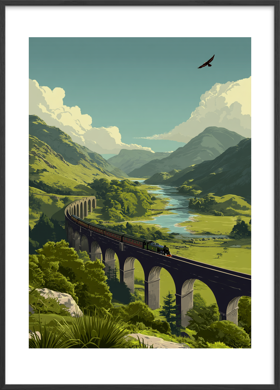 Togets hvisken over dalen - Black Frame, With White Border