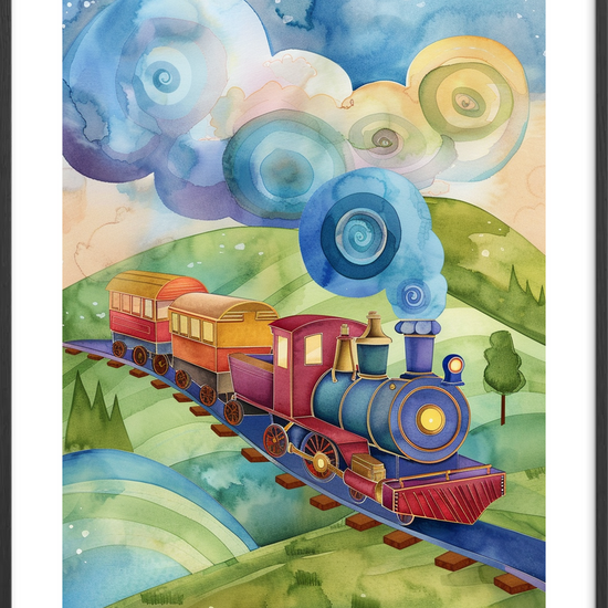 Togets blå hvisken - Black Frame, With White Border