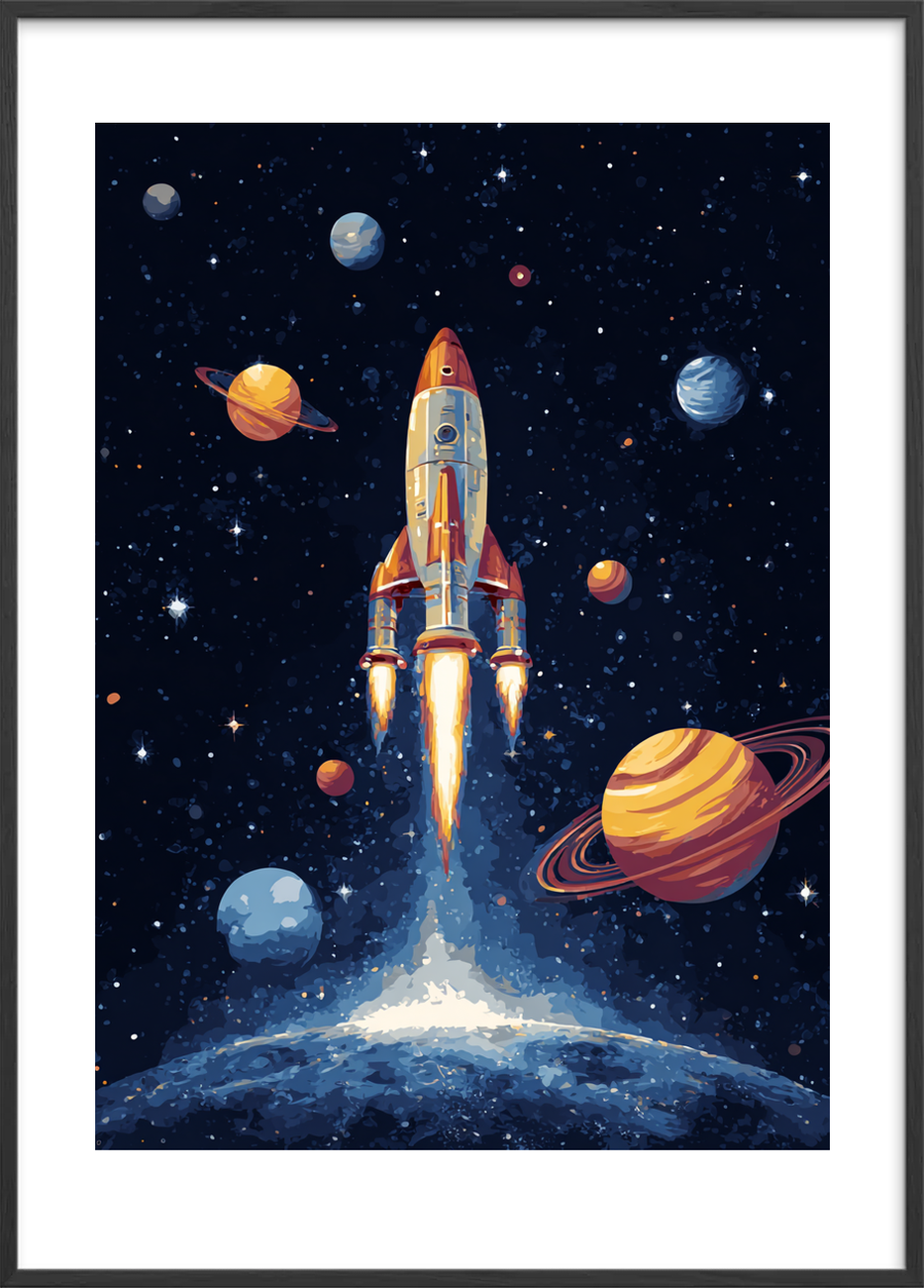 Raketens sus gennem mørket - Black Frame, With White Border