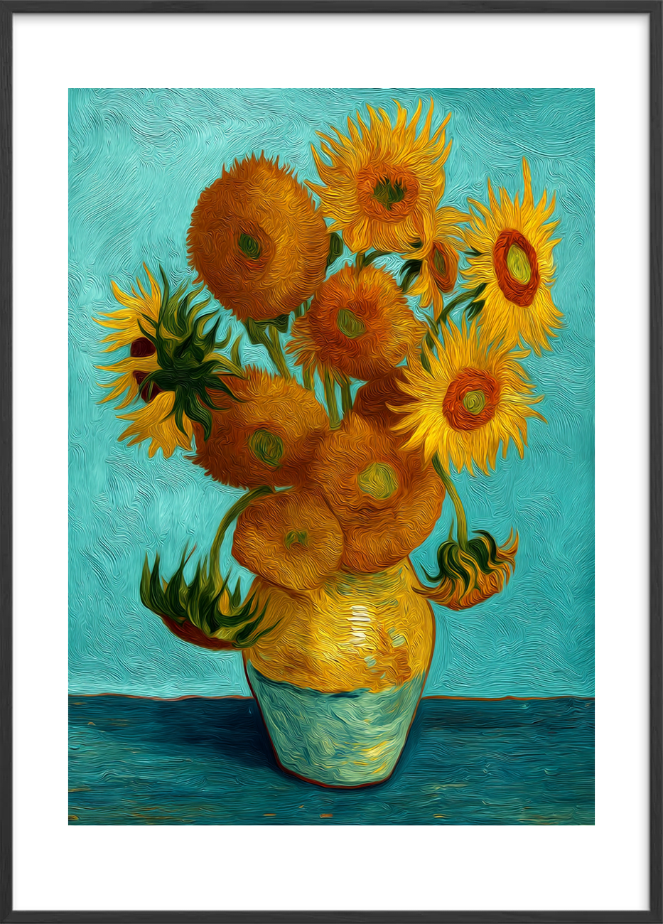 Solsikkernes varme hvisken - Black Frame, With White Border