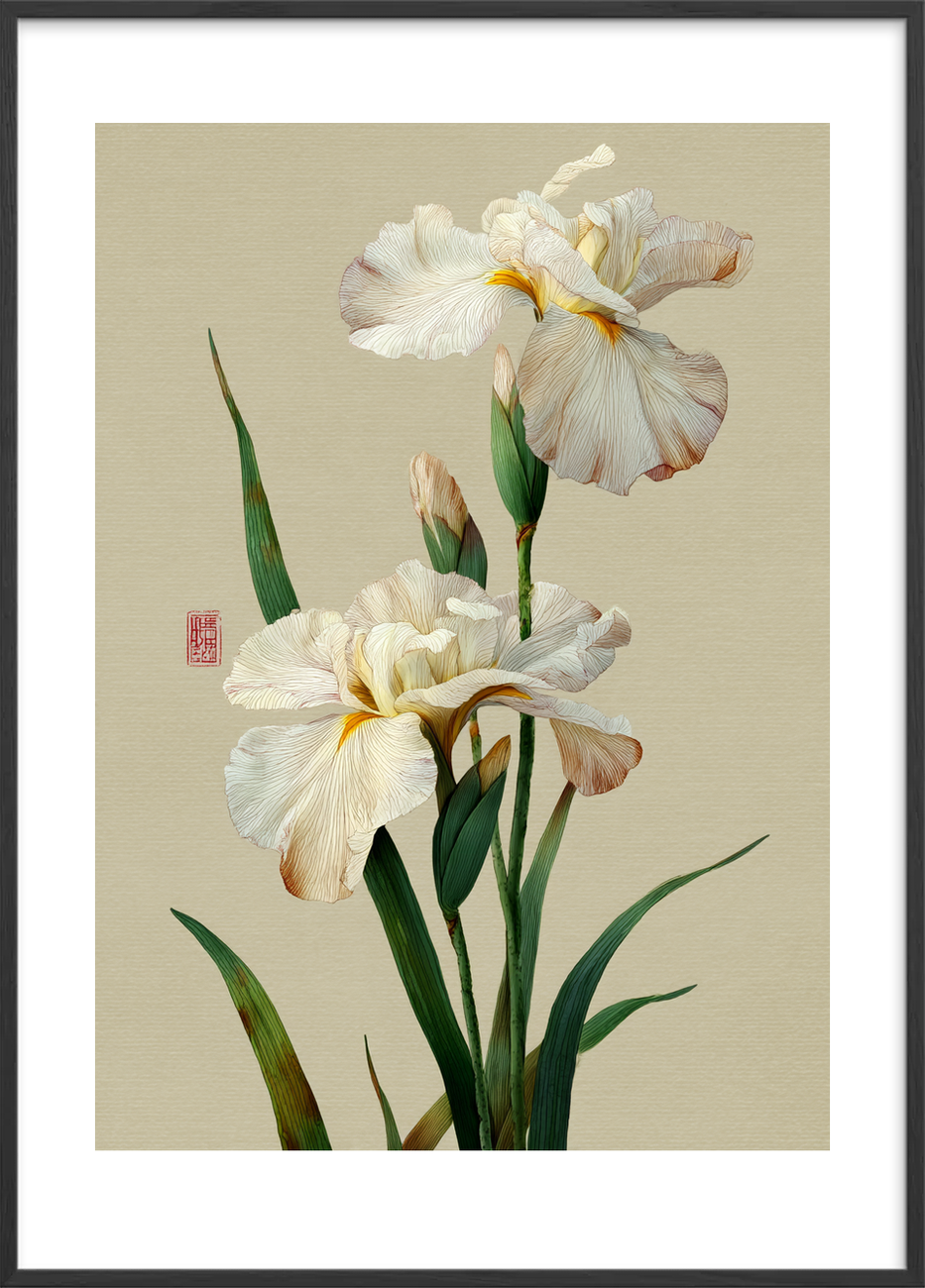 Hviskende silkeblødt åndedrag - Black Frame, With White Border