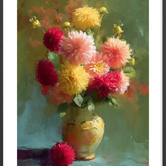 Honningblød blomstersus - Black Frame, With White Border