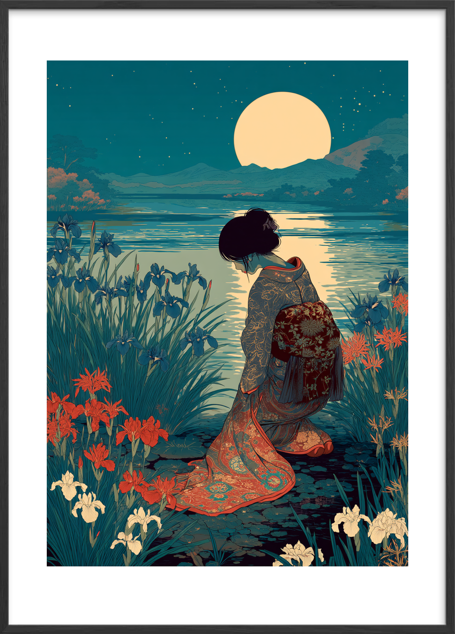 Måneskinets bløde hvisken - Black Frame, With White Border