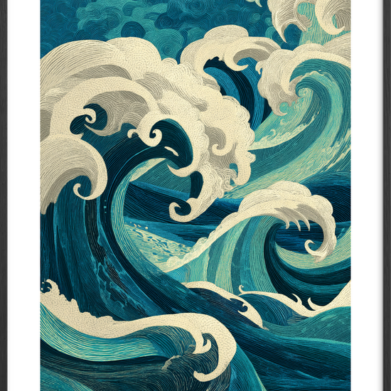 Havets hviskende klang - Black Frame, With White Border