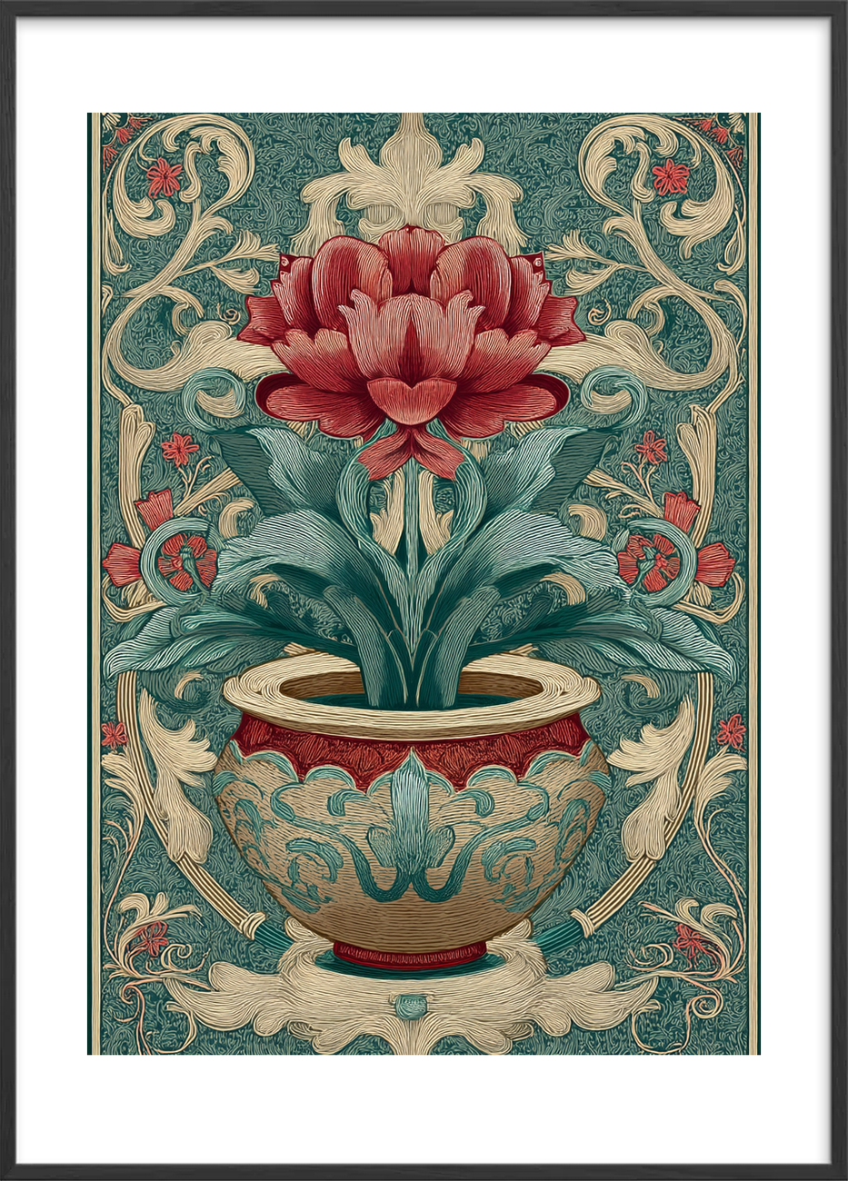 Blomstens stille hvisken - Black Frame, With White Border