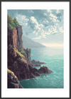 Havets hvisken mod klippen - Black Frame, With White Border