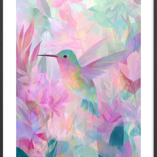 Kolibriens hvisken i farver - Black Frame, With White Border