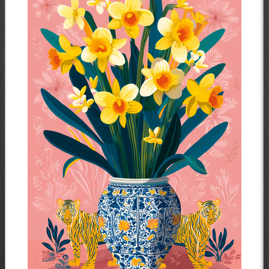 Påskeliljers guldbrøl - Black Frame, With White Border