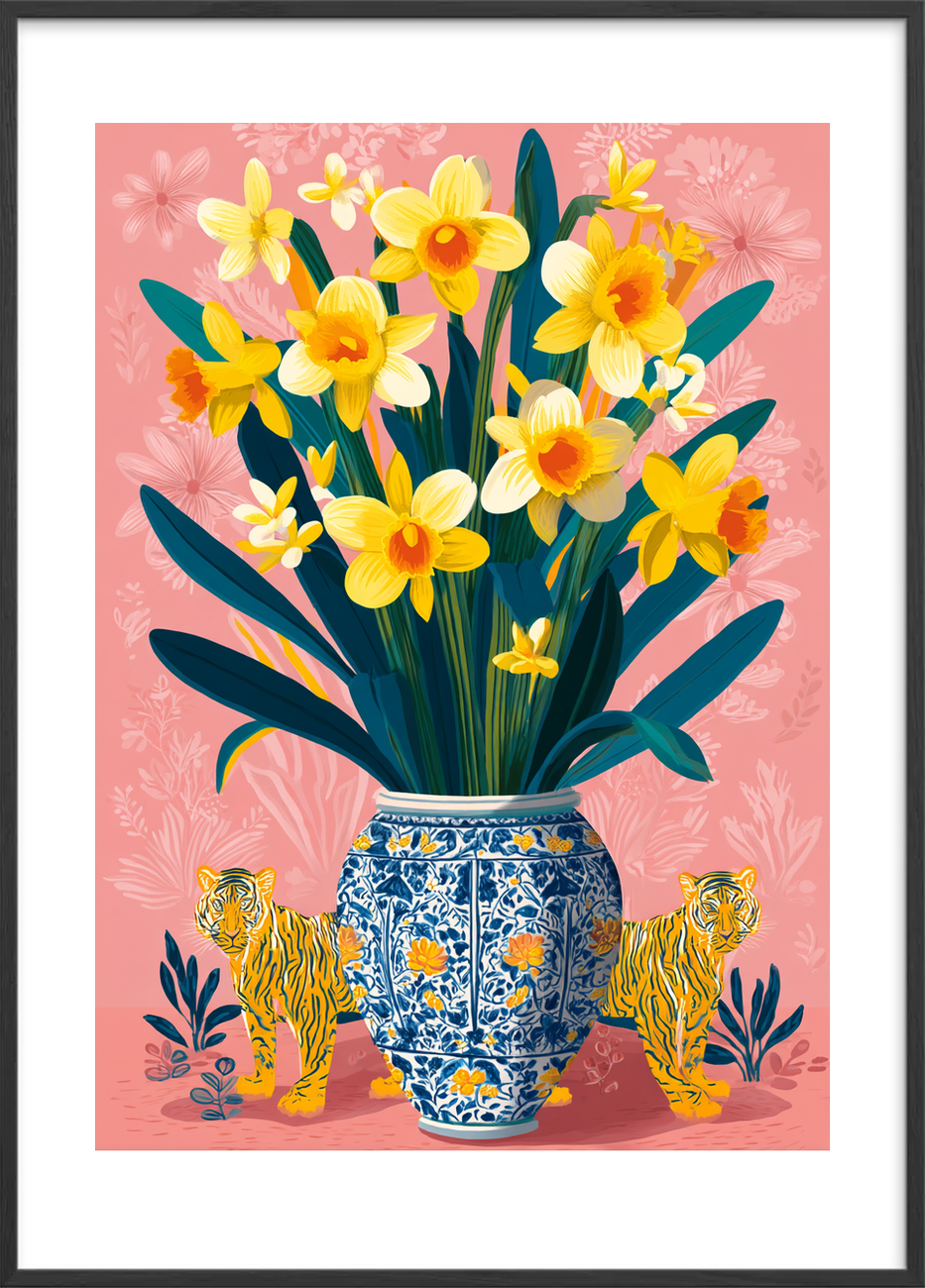 Påskeliljers guldbrøl - Black Frame, With White Border