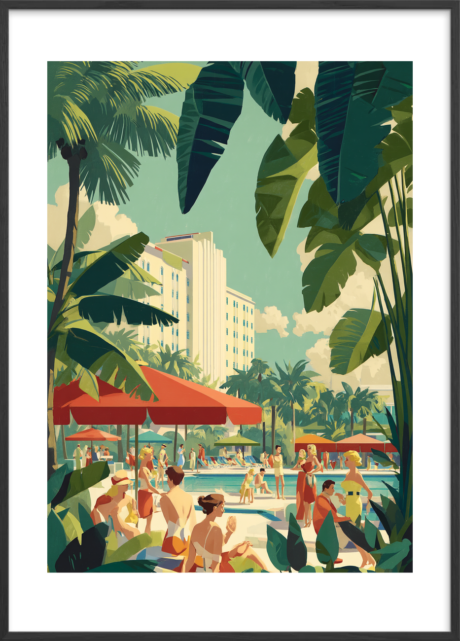 Saltet sus fra palmerne - Black Frame, With White Border