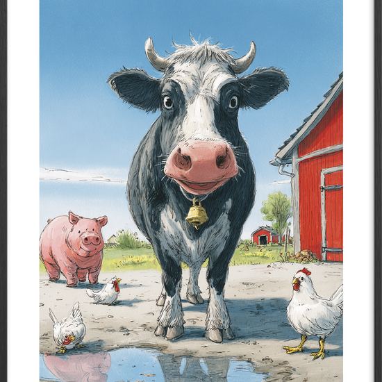 Klokkeklang fra gården - Black Frame, With White Border