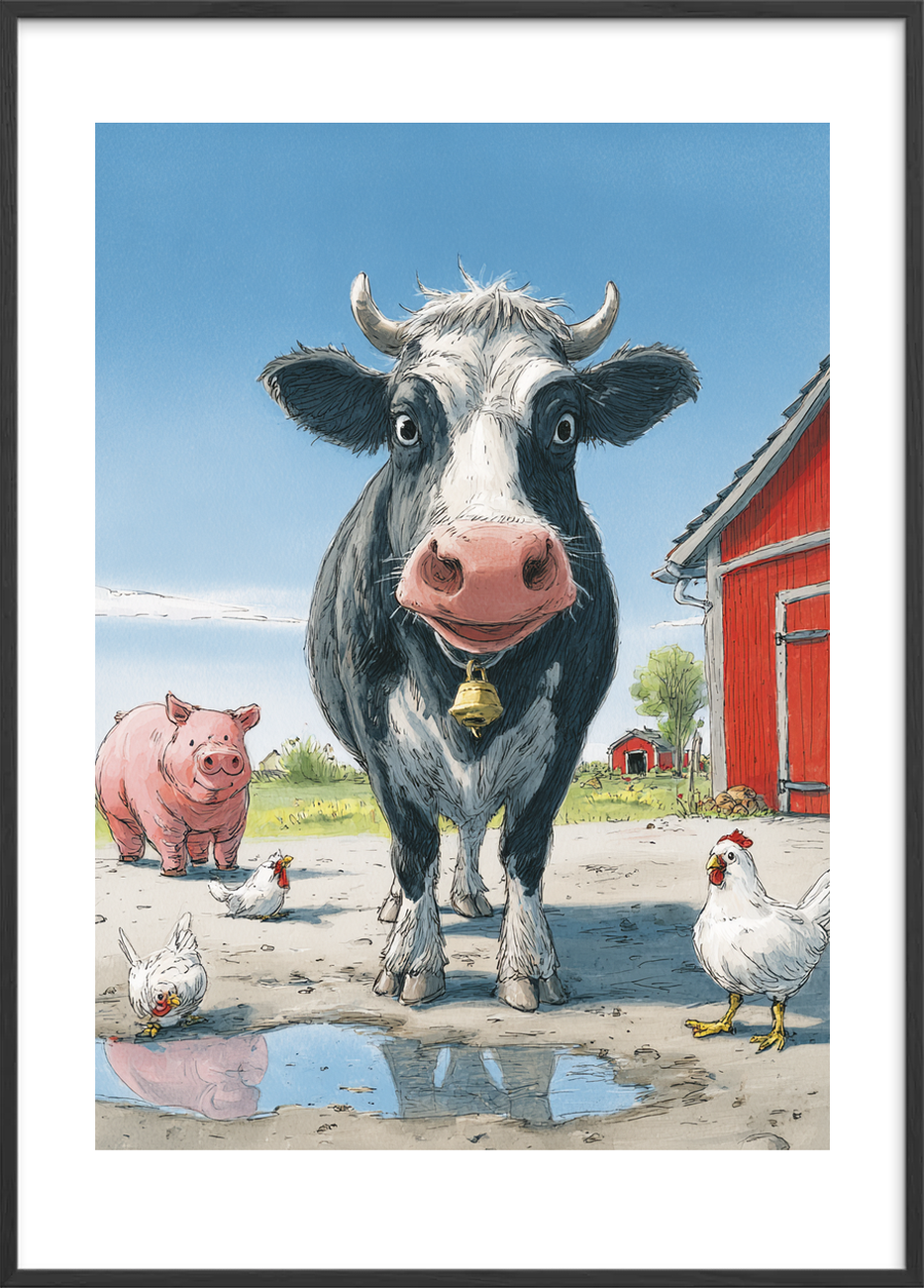 Klokkeklang fra gården - Black Frame, With White Border