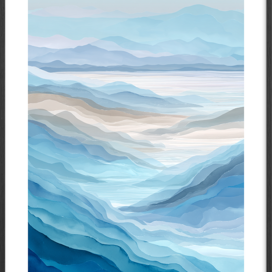 Havets hvisken mod bjerge - Black Frame, With White Border