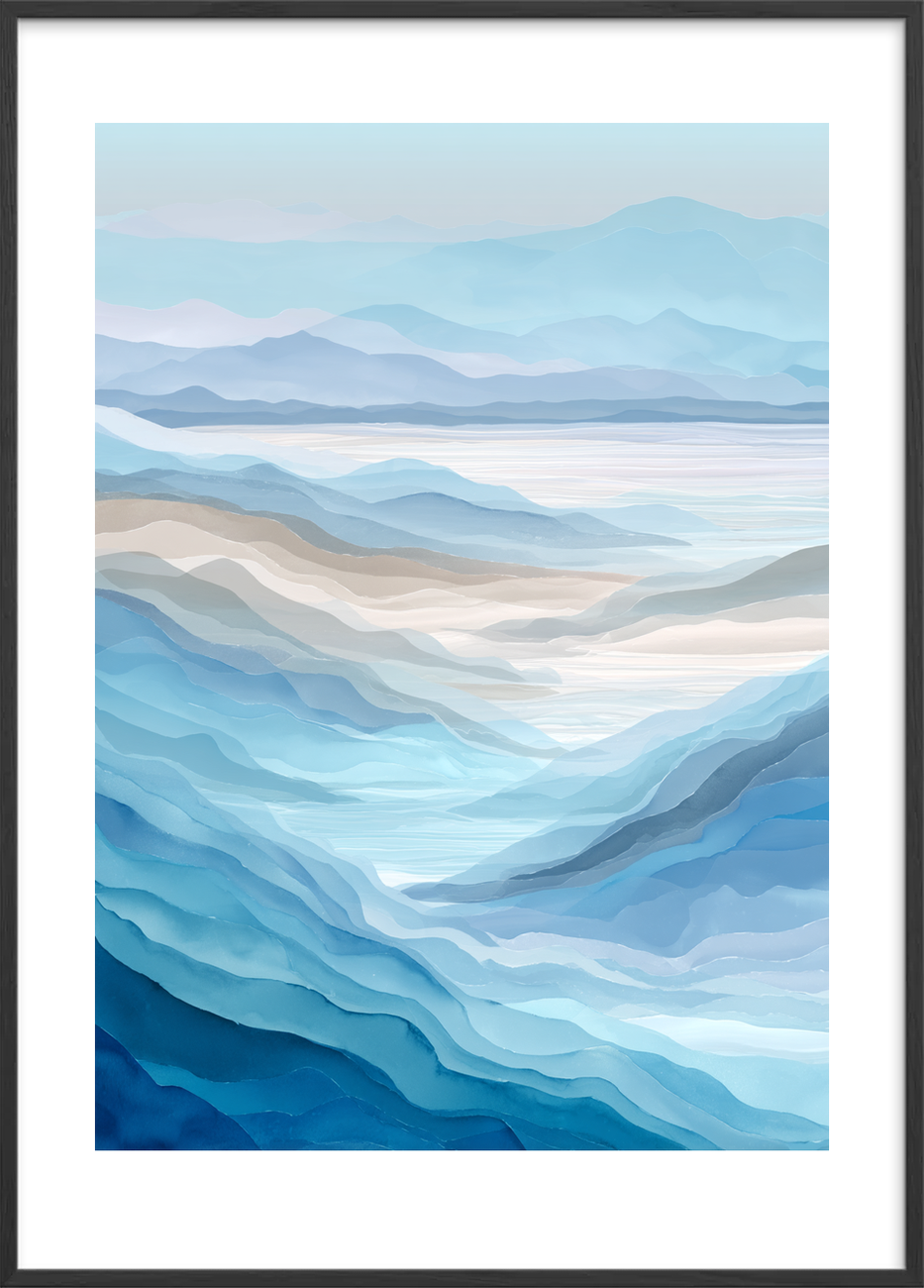 Havets hvisken mod bjerge - Black Frame, With White Border
