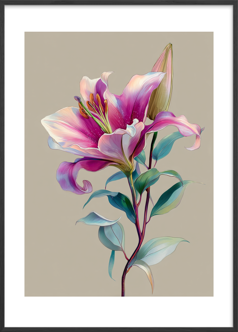 Silke hvisker i morgenlyset - Black Frame, With White Border