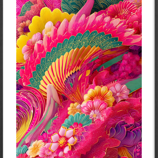 Knitrende regn af farver - Black Frame, With White Border