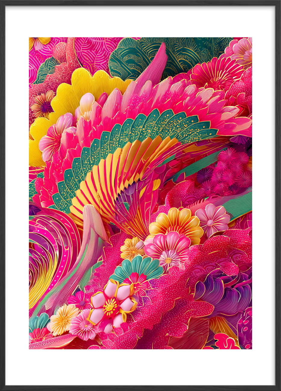 Knitrende regn af farver - Black Frame, With White Border