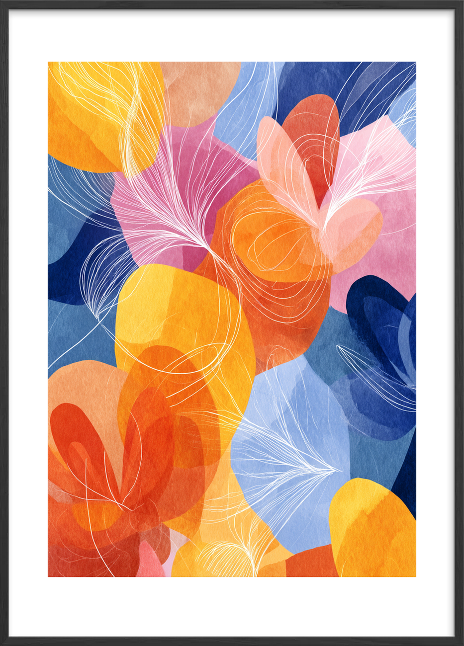 Farvesus i blødt ekko - Black Frame, With White Border